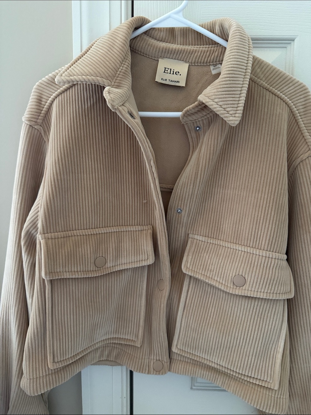 Elie Tahari Tan Corduroy Utility Jacket